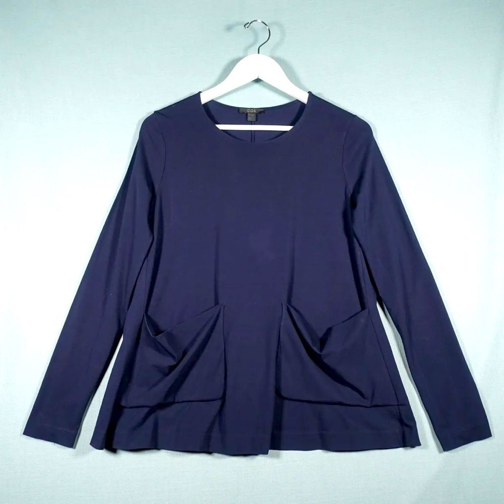 COS Navy Blue Long Sleeve Blouse with pockets